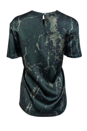 Current Boutique-Balenciaga - Green Marble Print Silk Top Sz 6