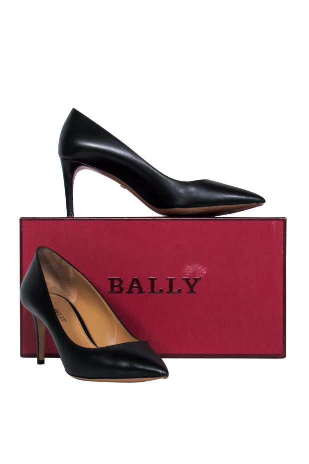 Current Boutique-Bally - Black Leather Pointed Toe "Elaise" Pumps Sz 9.5