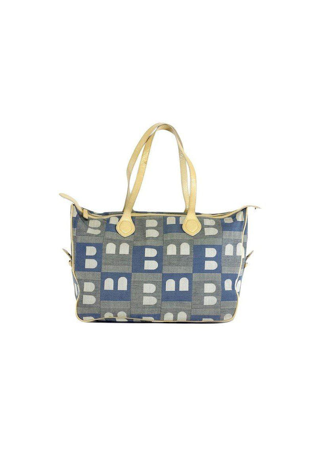 Current Boutique-Bally - Blue & Cream Canvas Tote Bag