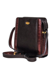 Current Boutique-Bally - Brown Pebbled Leather & Alligator Embossed Rectangle Crossbody