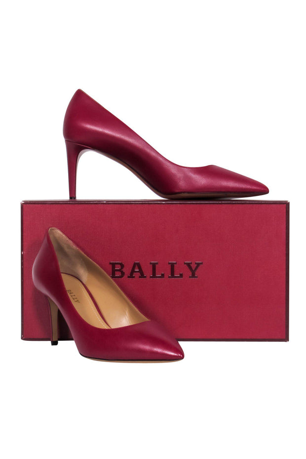 Current Boutique-Bally - Maroon Leather Pointed Toe "Elaise" Pumps Sz 9.5