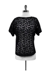 Current Boutique-Barbara Bui - Black Lace Short Sleeve Blouse Sz 6