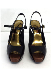 Current Boutique-Barbara Bui - Black Leather Peep Toe Slingbacks Sz 9