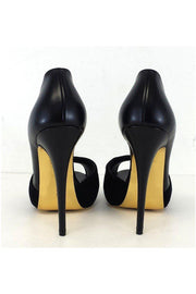 Current Boutique-Barbara Bui - Black Leather & Suede Peep Toe Heels Sz 9