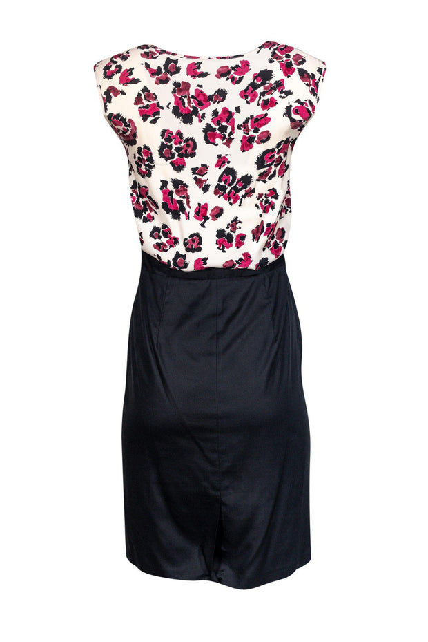 Current Boutique-Barney's New York Co-Op - Cream & Pink Floral Dress w/ Black Skirt Sz 2