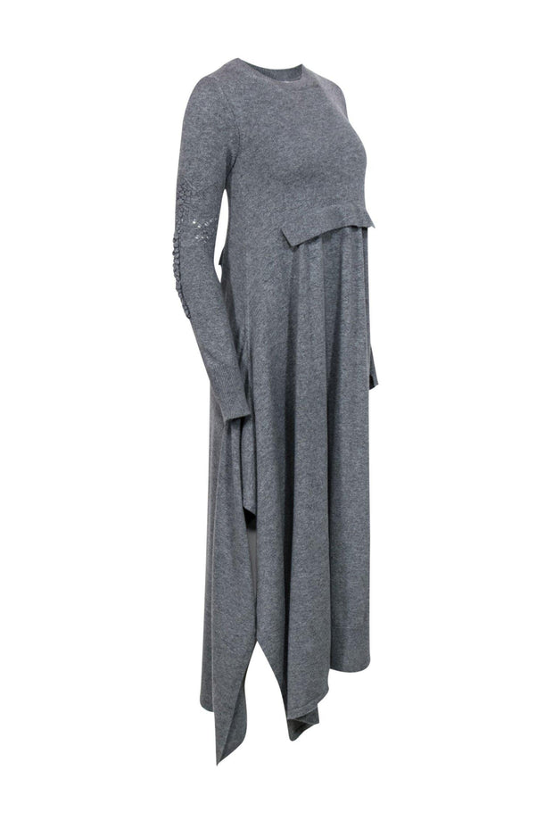 Current Boutique-Barrie - Grey Cashmere Sweater Maxi Dress w/ Sleeve Design Sz XS