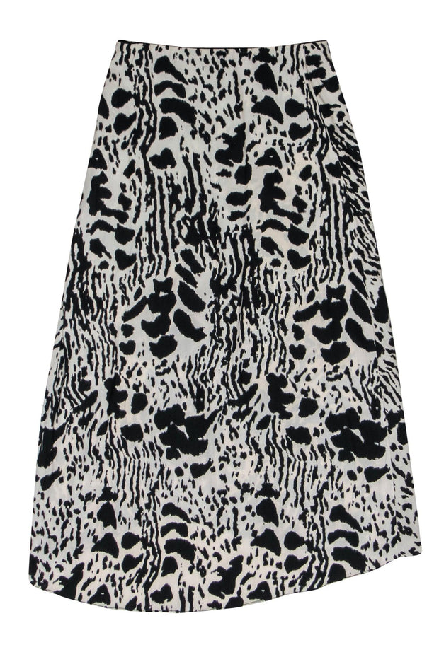 Current Boutique-Ba&sh - Beige & Black Leopard Print Ruched Midi Skirt Sz XS