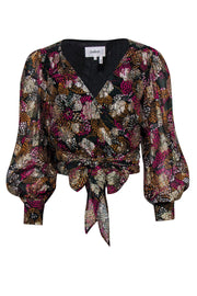 Current Boutique-Ba&sh - Black & Multicolor Metallic Floral Print Wrap Blouse Sz XS