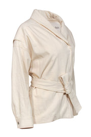 Current Boutique-Ba&sh - Cream Double Breasted Belted Cotton Jacket Sz S