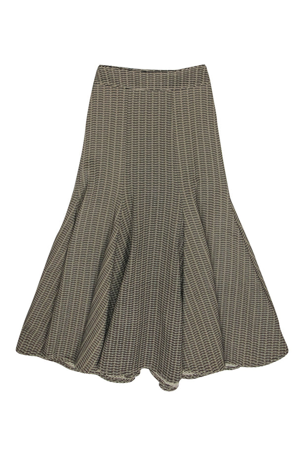 Current Boutique-Beaufille - Olive, Beige & Black Woven Trumpet Maxi Skirt Sz 2