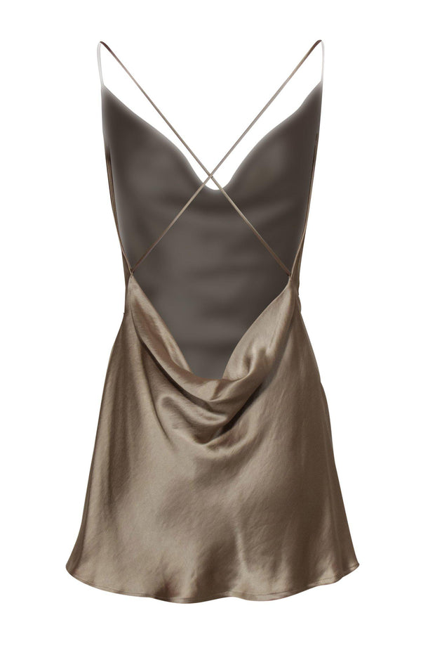 Current Boutique-Bec & Bridge - Champagne Sleeveless Slip Dress w/ Crisscross Back Sz 6