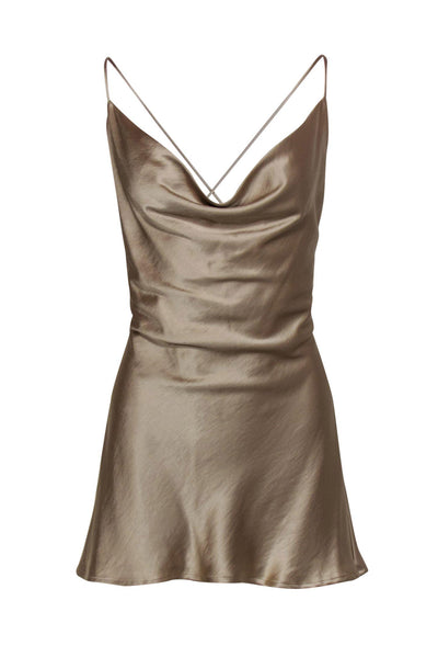 Current Boutique-Bec & Bridge - Champagne Sleeveless Slip Dress w/ Crisscross Back Sz 6