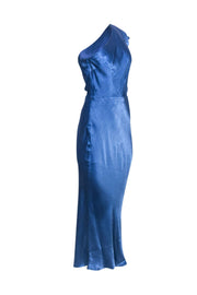 Current Boutique-Bec & Bridge - Cornflower Blue Satin One-Shoulder "Delphine" Gown w/ Cutout Sz 6