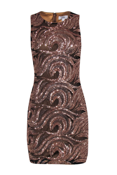 Current Boutique-Belle Badgley Mischka - Rose Gold Sequin Dress w/ Black Mesh Sz 2