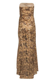 Current Boutique-Belle by Badgley Mischka - Gold Floral Embroidered Strapless Mermaid Gown Sz 6