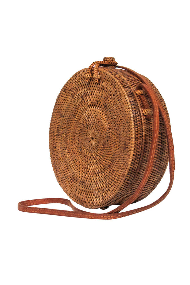 Current Boutique-Bembien - Tan Wicker Circle "Rose" Crossbody