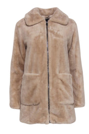 Current Boutique-Bernardo - Beige Faux Fur Zip-Up Coat Sz XS