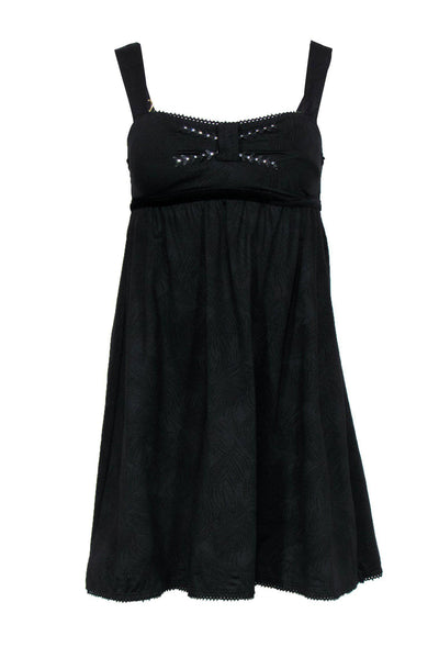 Current Boutique-Betsey Johnson - Black Empire Waist Dress w/ Velvet Trim & Beading Sz S