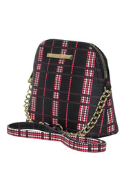 Current Boutique-Betsey Johnson - Black, Pink & White Heart Grid Print Gold Chain Crossbody