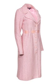 Current Boutique-Betsey Johnson - Light Pink Knit Sequin Button-Up Belted Longline Coat Sz 6