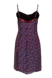 Current Boutique-Betsey Johnson - Purple & Red Rose Print Sleeveless Slip Dress w/ Lace Trim Sz M