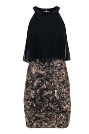 Current Boutique-Betsy & Adam - Black & Gold Sequin Skirt Dress Sz 6