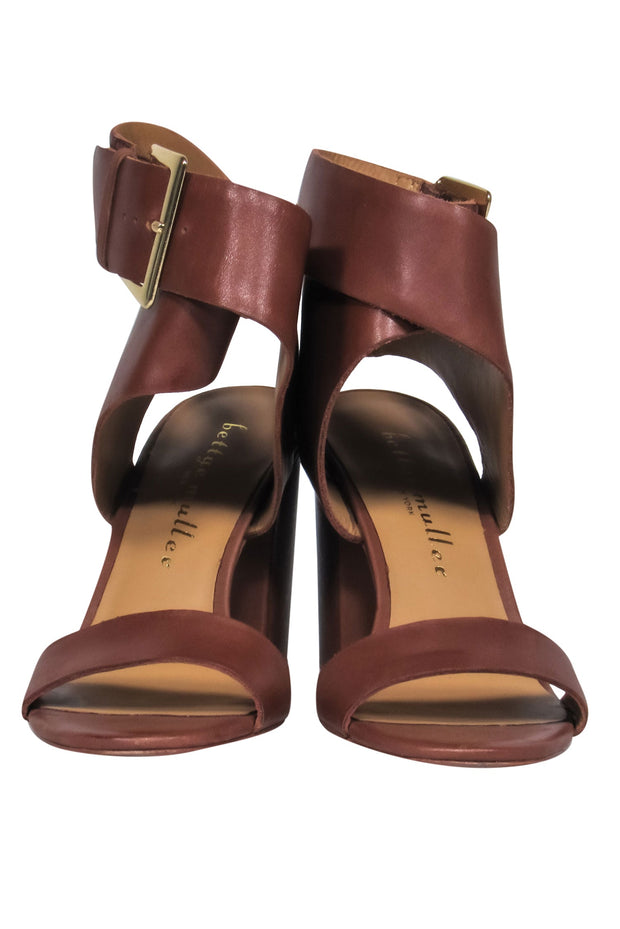 Current Boutique-Bettye Muller - Brown Leather Wide Ankle Strap Sandal Heels Sz 7