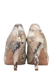 Current Boutique-Bettye Muller - Cream & Grey Snakeskin “Fiery” Pumps Sz 6