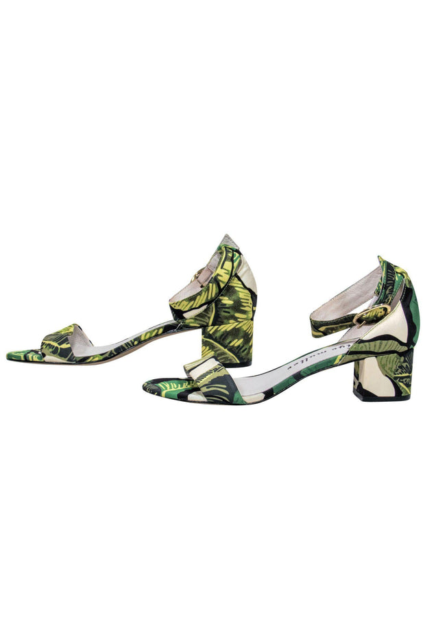 Current Boutique-Bettye Muller - Green Leaf Print Open Toe Pumps Sz 6.5