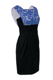 Current Boutique-Black Halo - Black & Blue Lace Sheath Dress Sz 6