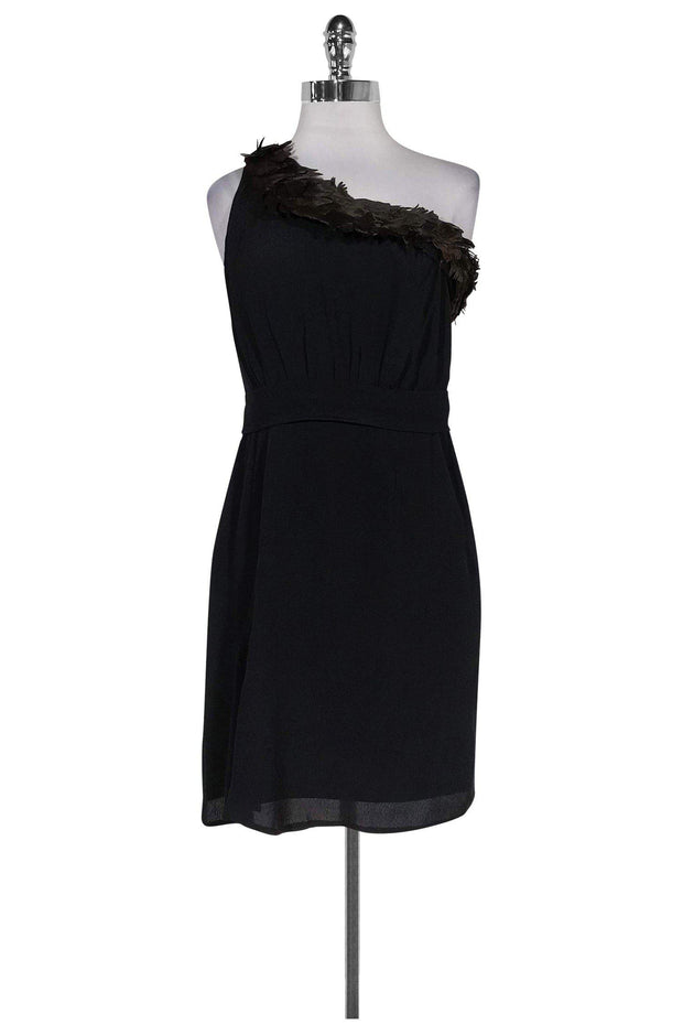 Current Boutique-Black Halo - Black Feather Trim Dress Sz 4