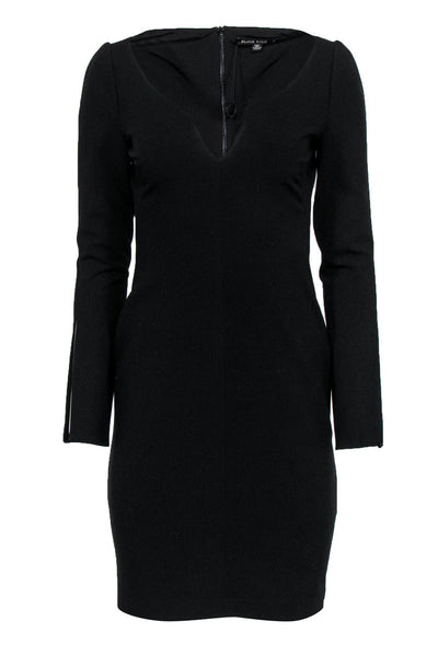 Current Boutique-Black Halo - Black Long Sleeve Plunge Sheath Dress Sz 2