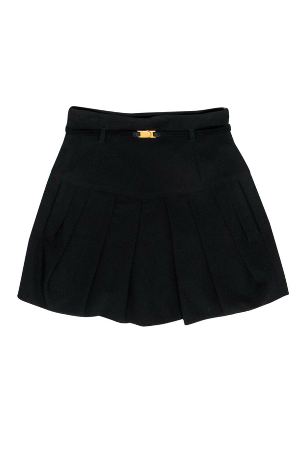 Current Boutique-Black Halo - Black Pleated Mini Tennis Skirt w/ Belt Sz S