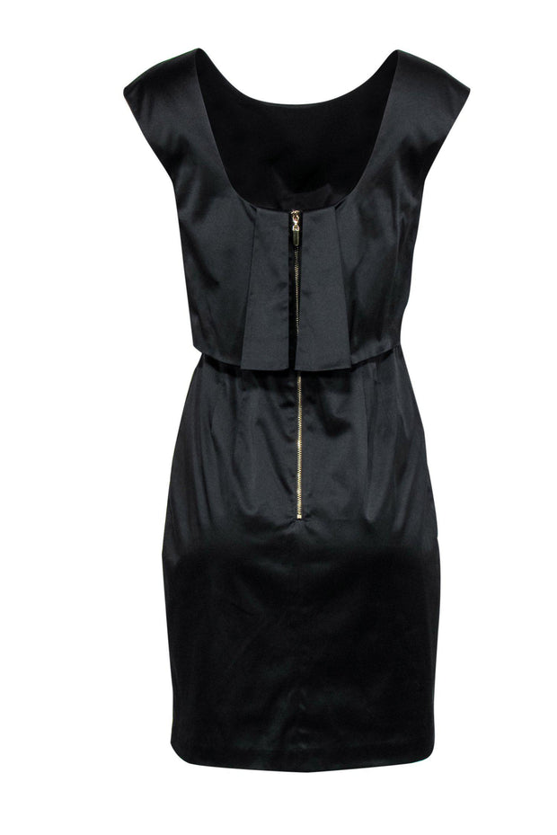 Current Boutique-Black Halo - Black Scoop Back Pleated Sheath Dress Sz 8