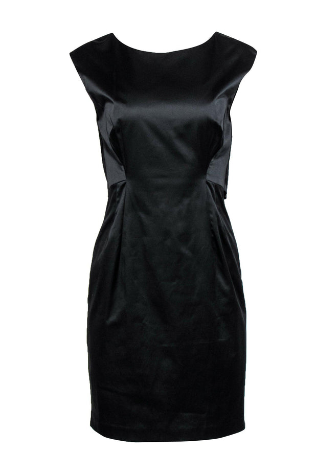 Current Boutique-Black Halo - Black Scoop Back Pleated Sheath Dress Sz 8