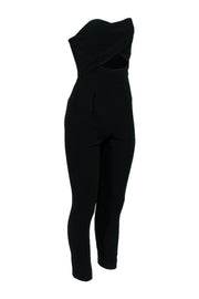 Current Boutique-Black Halo - Black Strapless Skinny Leg Jumpsuit w/ Cutout Sz XS