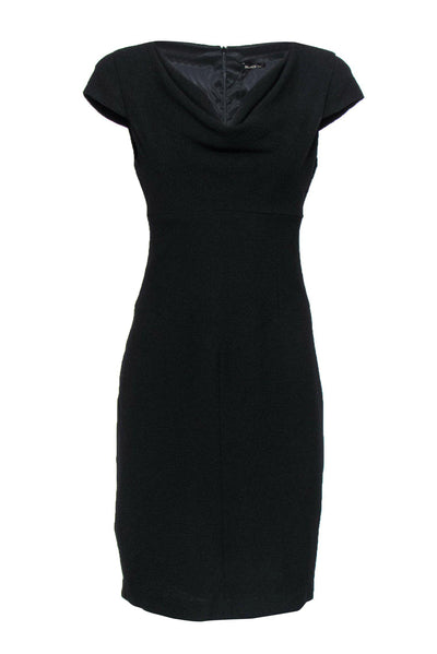 Current Boutique-Black Halo - Black Textured Cowl Neck Sheath Dress Sz 8