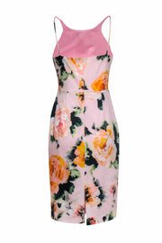 Current Boutique-Black Halo - Blush Pink Floral Printed Sheath Dress Sz 8