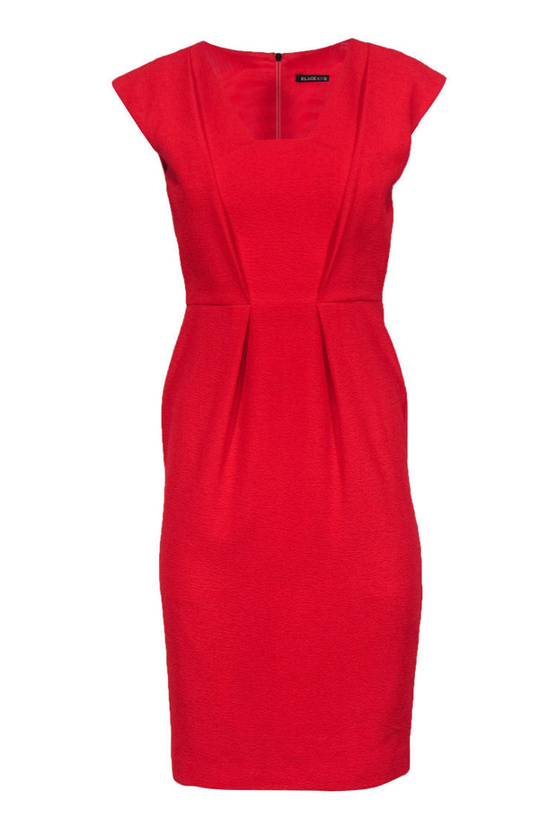 Current Boutique-Black Halo - Bright Red Textured Cap Sleeve Sheath Dress Sz 2