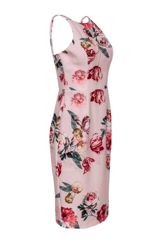 Current Boutique-Black Halo - Light Pink Floral Printed Sheath Dress Sz 8