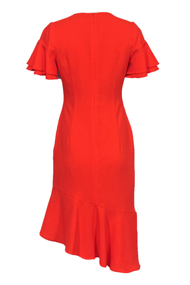 Current Boutique-Black Halo - Orange Midi Dress w/ Ruffle Hem Sz 6