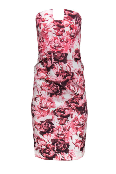 Current Boutique-Black Halo - Pink Floral Print Notch Neckline Sheath Dress Sz 0