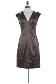 Current Boutique-Black Halo - Satin Taupe Cut Out Dress Sz 6