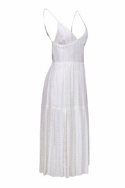 Current Boutique-Blue Life - White & Metallic Gold Stripe Backless Textured Dot Maxi Dress Sz XS