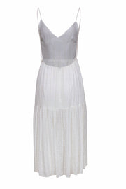 Current Boutique-Blue Life - White & Metallic Gold Stripe Backless Textured Dot Maxi Dress Sz XS