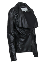 Current Boutique-Bod & Christensen - Black Leather Clasped Draped Jacket Sz 8