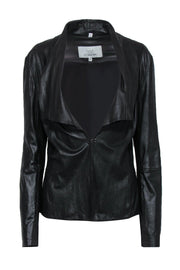 Current Boutique-Bod & Christensen - Black Leather Clasped Draped Jacket Sz 8