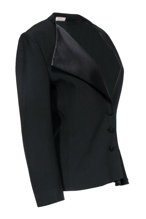 Current Boutique-Bouchra Jarrar - Black Blazer w/ Asymmetrical Neckline Sz 12