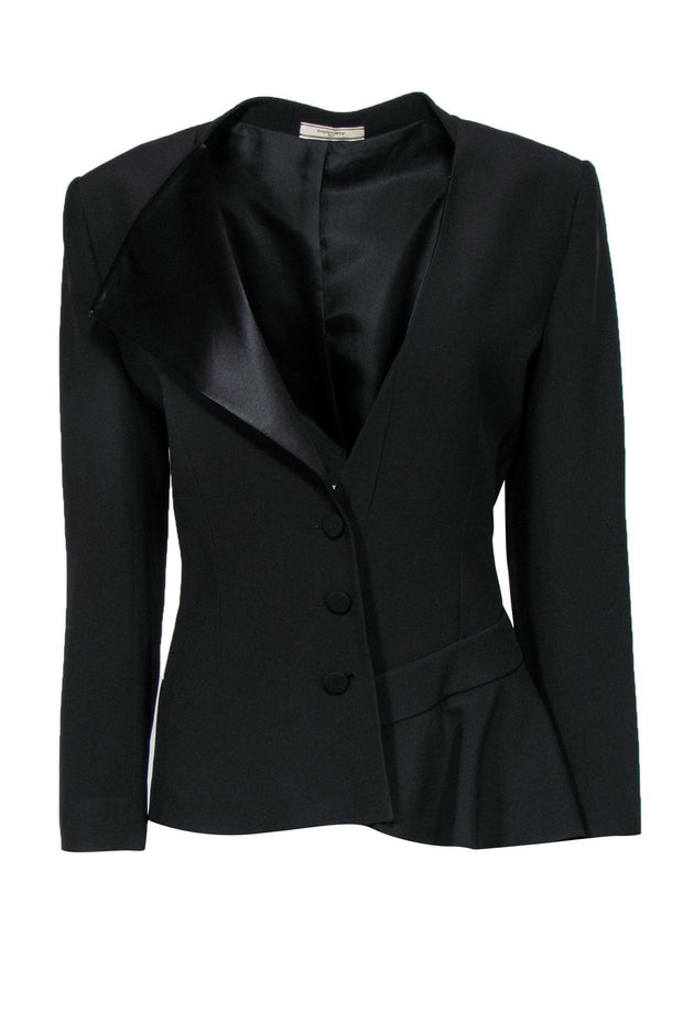 Current Boutique-Bouchra Jarrar - Black Blazer w/ Asymmetrical Neckline Sz 12