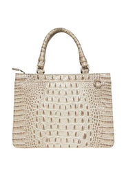 Current Boutique-Brahmin – Ivory Wicker & Crocodile Embossed Leather Satchel